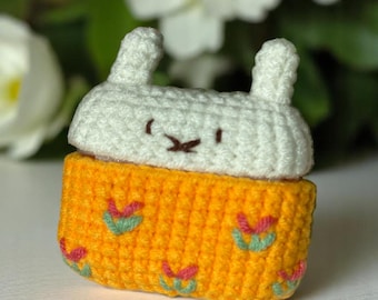 Estuche de conejito para AirPods 1/2/3/Pro/Pro 2, estuche de animales de crochet para AirPods, estuche de crochet hecho a mano para AirPods, estuche de conejo para auriculares