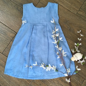 Birthday Dress Linen Sleeveless Dress for Kids, Girls Soft Linen Dress, Toddler Linen Dress, First Birthday Girl Dress, Dress for Girls