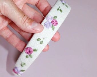 Rose Embroidered Headband, Strawberry Headband, Floral Headband