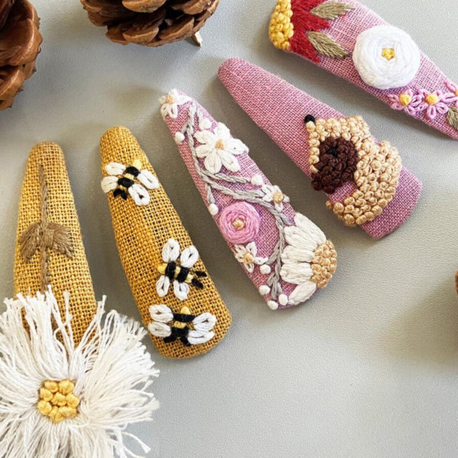 Flower Hair Clips Fabric 4 Inch Pink Yellow Vintage Hair Accessories Pack Amazon.com : Yheahin 2pcs Flower Hair Clips Boho Orchid Hair  main image 4