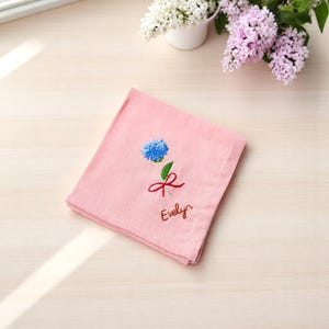Custom Embroidered Linen Handkerchiefs, Something Blue for Bride, Personalized Linen Embroidered Handkerchief, Hand Embroidery, Wedding Gift
