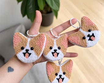 Personalized Punch Needle Pet Needle Keychain, Cute Dog Punch