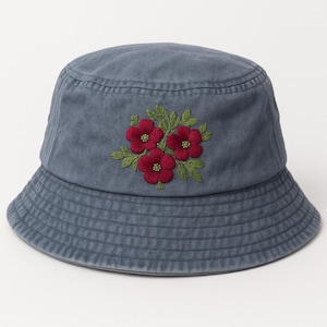 Vintage Floral Bouquet Hand-Embroidered Bucket Hat, Summer Hat with Floral Embroidery, Handmade Beach Hat, Sun Garden Hat, Gift For Mom