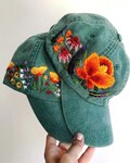 Orange Flower Hand Embroidered Baseball Hat for Women, Embroidered Denim Cap, Vintage Hat For Woman, Embroidered Baseball Cap product logo