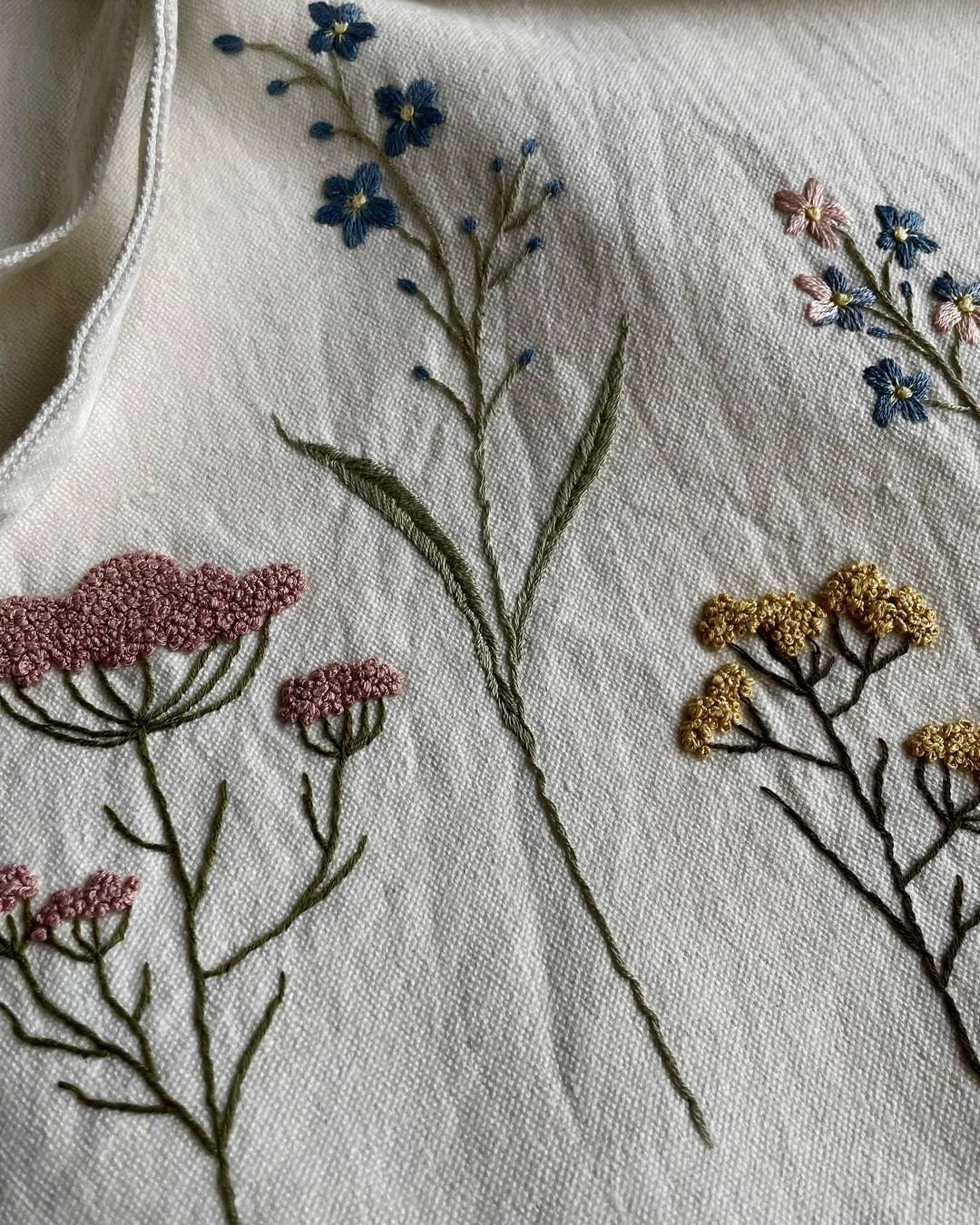 Embroidered 'MUM' Wildflowers Velvet Everyday Bag - Charcoal