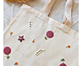 ハンドメイド刺繍花柄リネントートバッグ：環境に優しいギフト - Etsy 日本