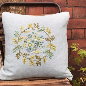 Hand Embroidery Decorative Pillowcase, Handmade Cushion Cover, Floral Linen Pillow Cover, Living Room Decor, Home Decor, Handmade Gift
