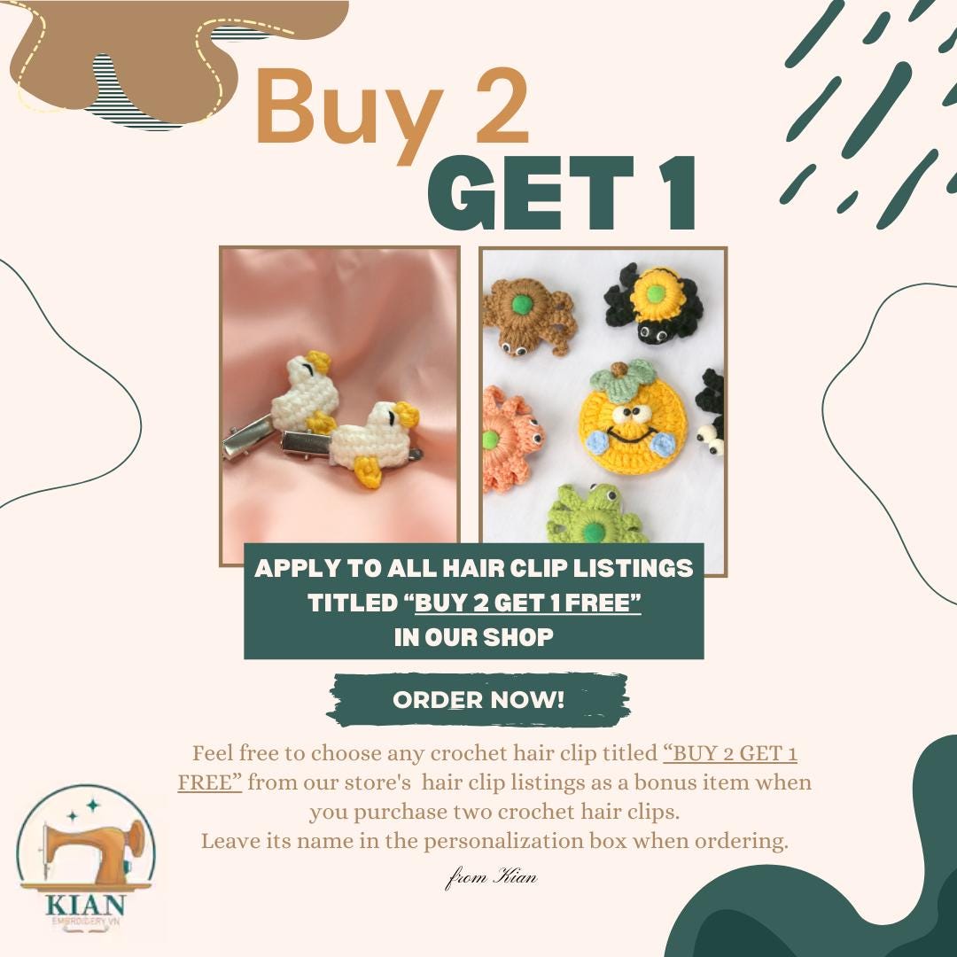 BUY 2 GET 1 FREE | Mini Crochet Tulip Hair Clip, Handmade  display picture 1