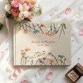 Custom Embroidered Linen Wedding Guest Book, Personalized Landscape Notebook, Hand Embroidered Flowers Memory Book, Hardbound Scrapbook product logo
