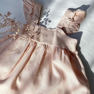Baby Girls&#39; Summer Linen Dress, Linen Girls Dress, Pure Natural Linen Girls Dress, Natural Girls Soft Linen Dress, Toddler Linen Dress