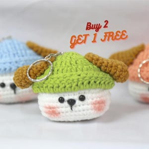 BUY 2 GET 1 FREE | Finished Crochet Puppy Keychain, Kawaii Dog Charm, Amigurumi Animal Keychain, Cute Handmade Gift, Handmade Gift Idea