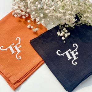 Personalized Hand Embroidered Monogrammed Handkerchief, Handmade Linen Embroidered Handkerchief, Wedding Handkerchief, Bridal Handkerchief