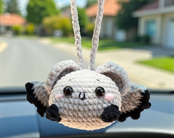 Cute Baby Bat Car Mirror Hanging Accessories, Crochet Swinging Bat Ornaments, New Car Gift Idea, Gift For Her/Him, Car Decorations,Car Charm