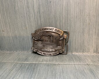 Vintage 1984 Steamboat Days Burlington Iowa belt buckle