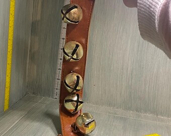 Vintage Sleigh Bells on Leather Strap