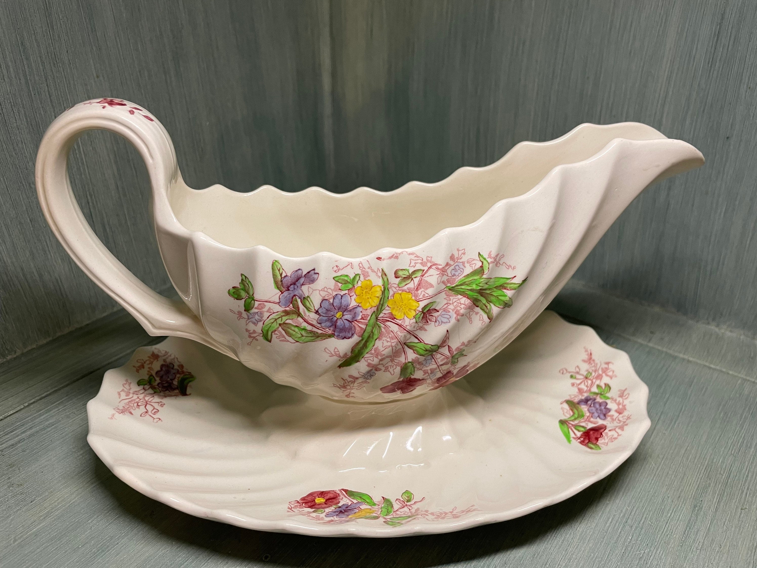 Copeland Spode fairy Dell Print Gravy Boat Made in England Etsy