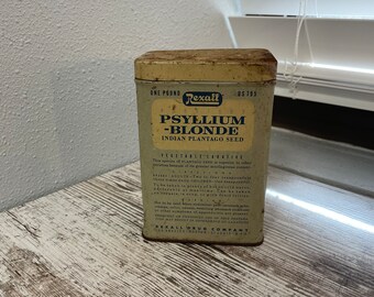 Psyllium Blonde Indian Plantago Seed metal tin