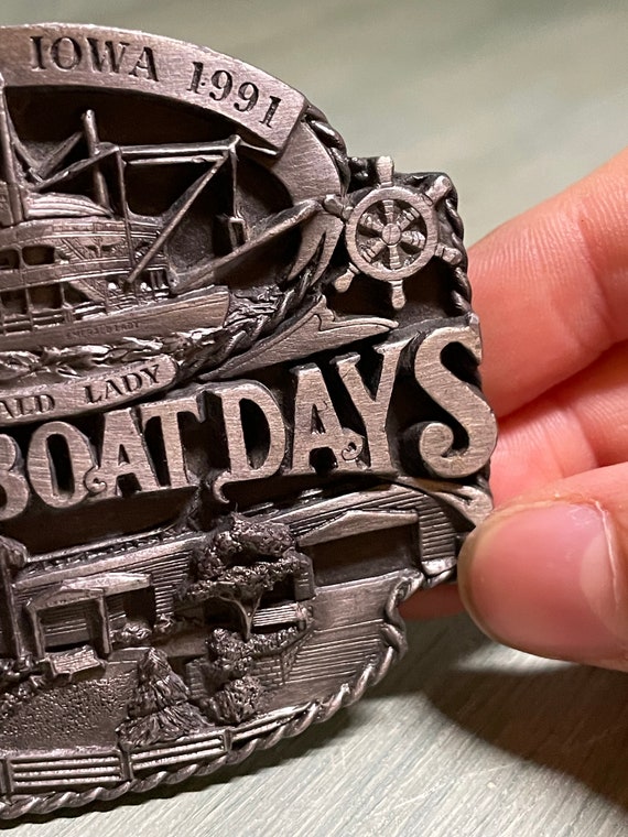 Vintage Burlington Iowa 1991 “Steamboat Days”belt buc… Gem(09)