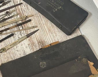 vintage “Eugene Dietzsn Co.” Keuffel set and “Spedo” drafting set