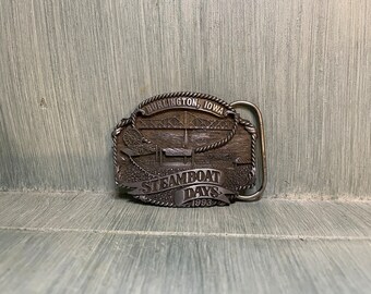 Vintage Burlington Iowa Steamboat Days 1993 belt buckle