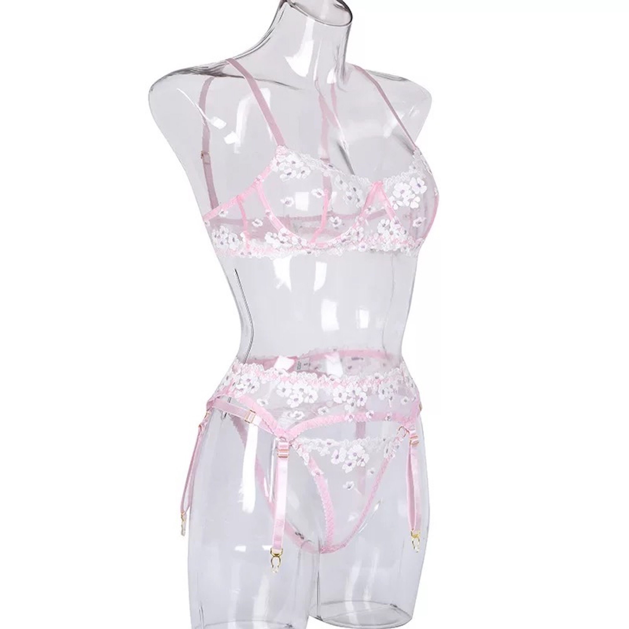 Cherry Floral Embroidered Bridal Lingerie Set Lingerie set Etsy