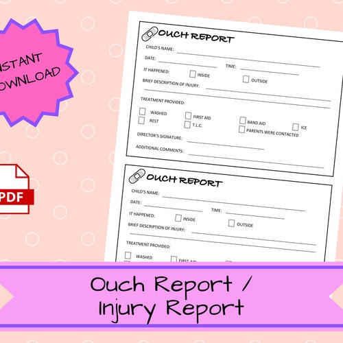 OUCH REPORT Daycare Printable Child Incident Report - Etsy