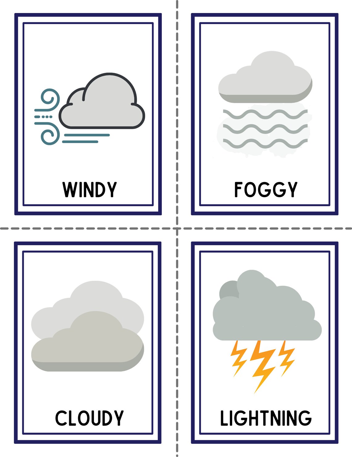 Printable Weather Cards 20 Printable Weather Flash Cards - Etsy Canada