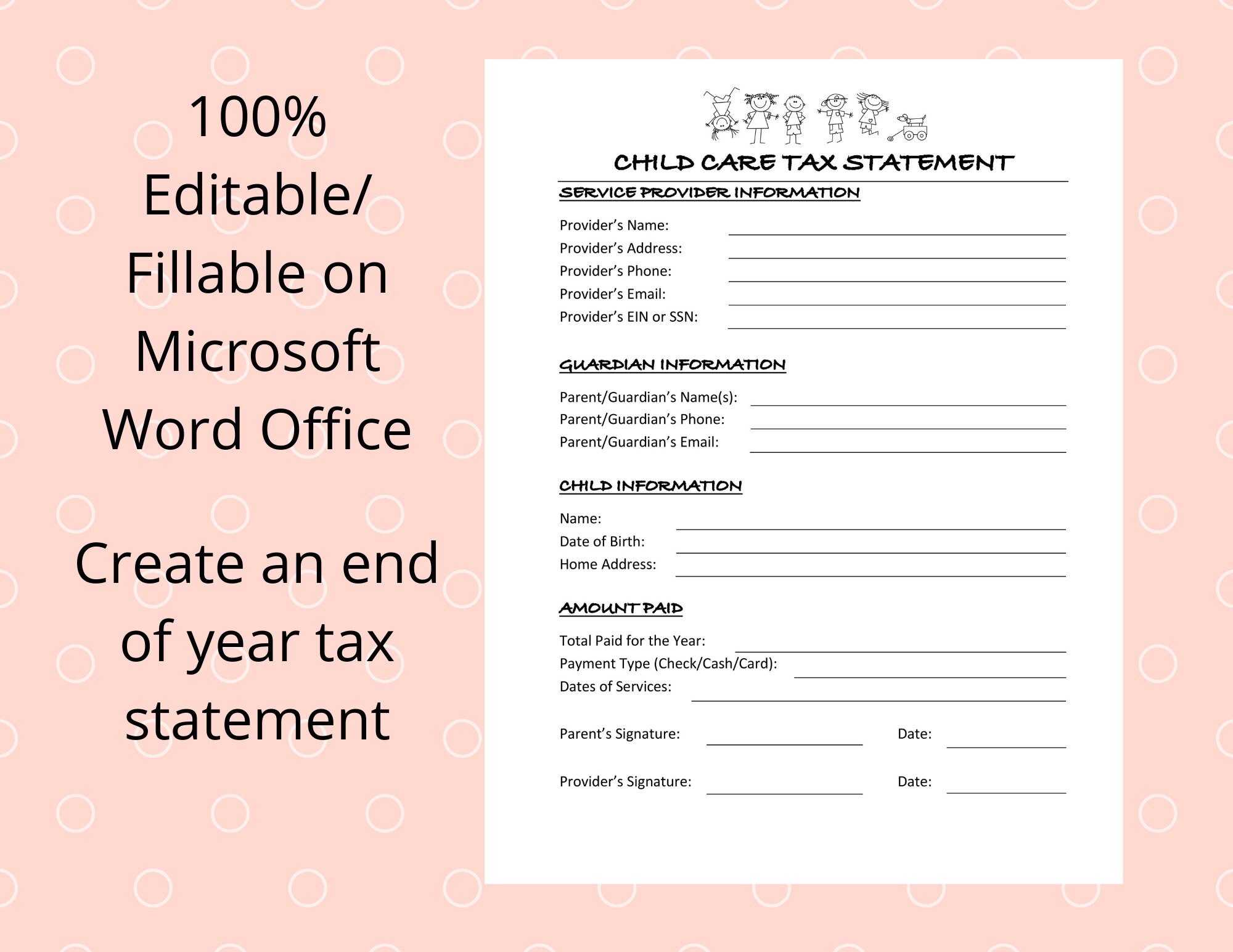 Editable DAYCARE TAX STATEMENT/ Printable End of the Year Etsy Editable DAYCARE TAX STATEMENT/ Printable End of the Year Etsy