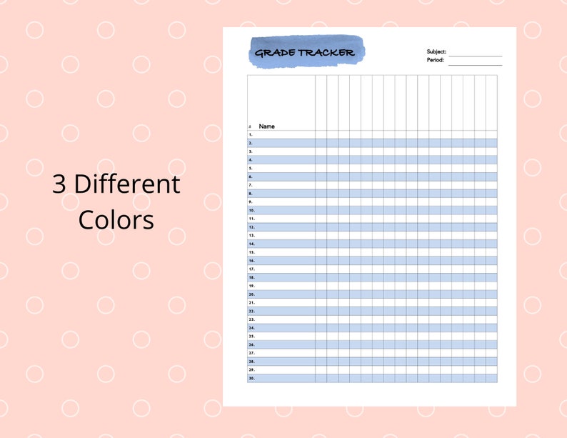Printable Grade Tracker Template Teacher Grade Log Sheet - Etsy