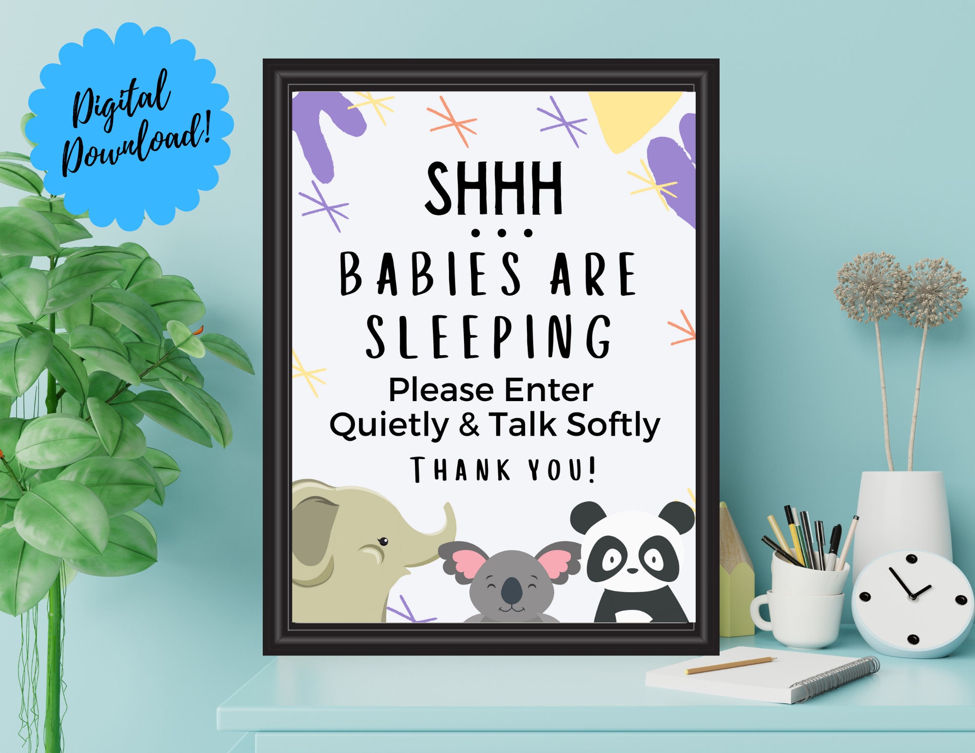 Printable Babies Sleeping Sign Daycare Printable Be Quiet Etsy