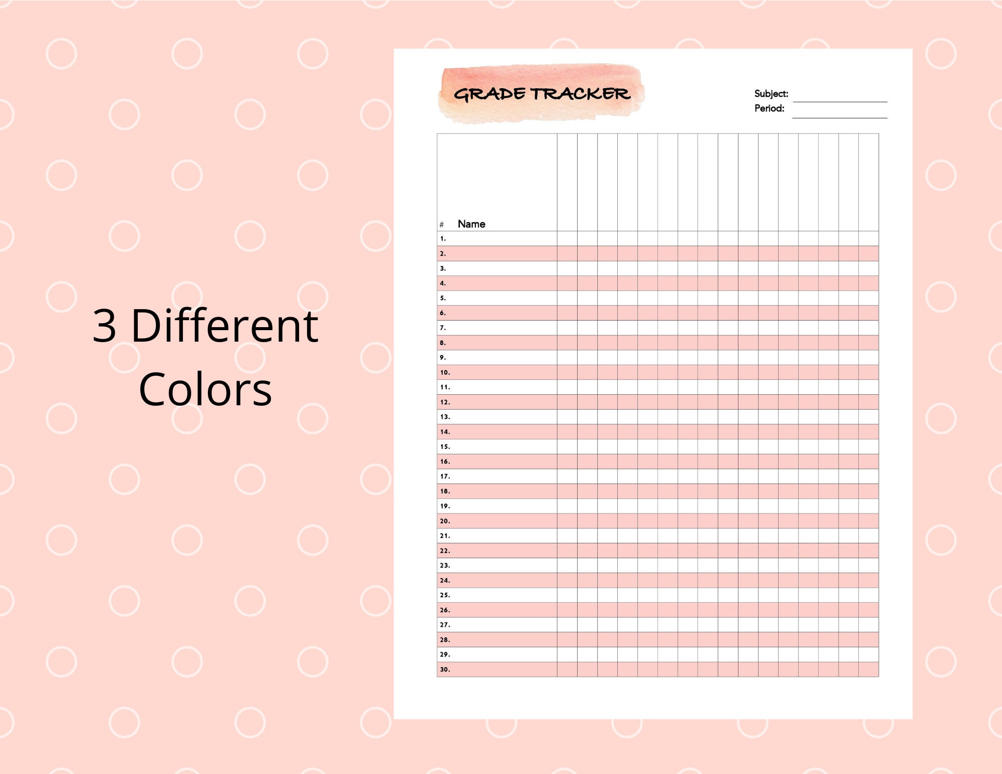 Easy to Edit Printable Grade Tracker Template Teacher Grade Etsy