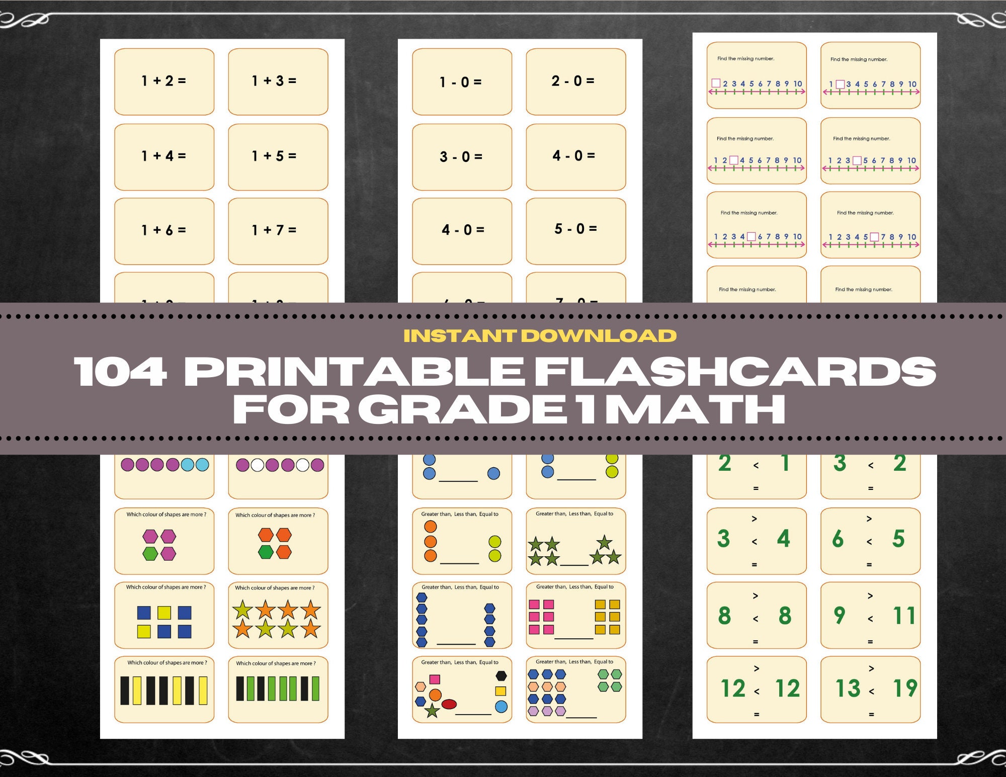 printable math worksheets 104 printable grade 1 math flash etsy
