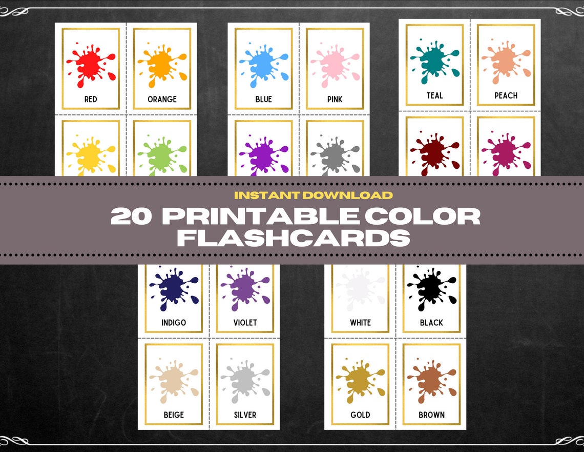 Printable Color Flash Cards 20 Printable Colour Flash Cards - Etsy