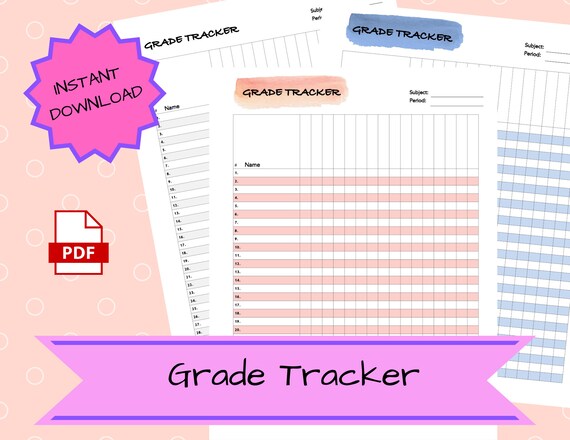 Easy to Edit Printable Grade Tracker Template Teacher Grade - Etsy