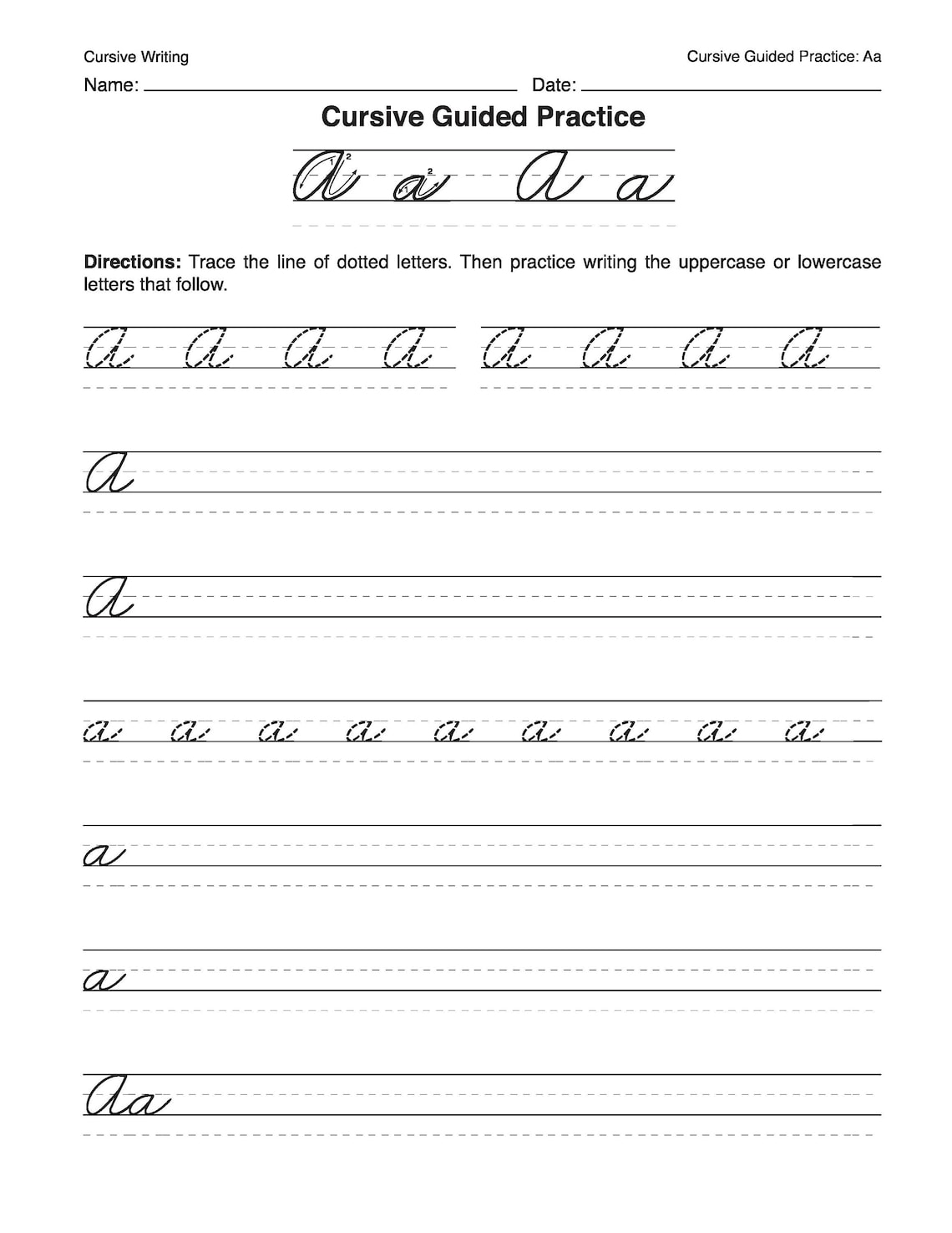 Printable Cursive Worksheets 36 Pages letters Words - Etsy