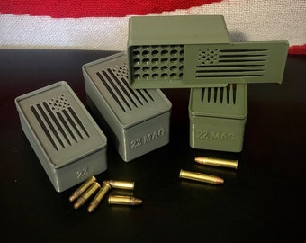 3d printed 22LR,  22 MAG, 22 WMR, 25 ACP, 25 Auto, ammo storage boxes