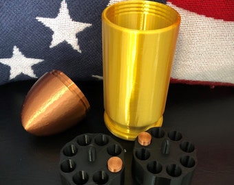 45 ACP ammo storage container, 3d printed, 45 bullet, 9mm ammo, ammo can