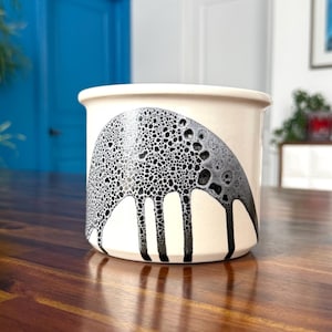 LAPID Modernist Black & White Handpainted Drip Splash Planter