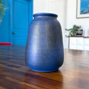 Jan GROVE Matte Cobalt Blue / Veiny Black Chubby Flower Vase