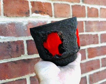 MAREI Black Pumace and Glossy Red Fat Lava Planter