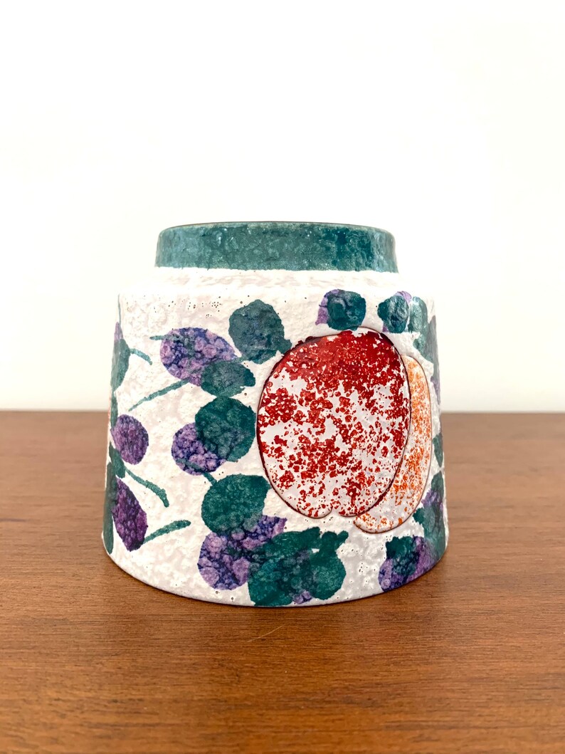 West German Pottery Vintage Marei Keramik Planter Fruit Ensemble Hand-Painted Mid-Century Decor