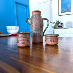 Ed DRAHANCHUK Stoneware Tea Set with Wax Resist Glaze