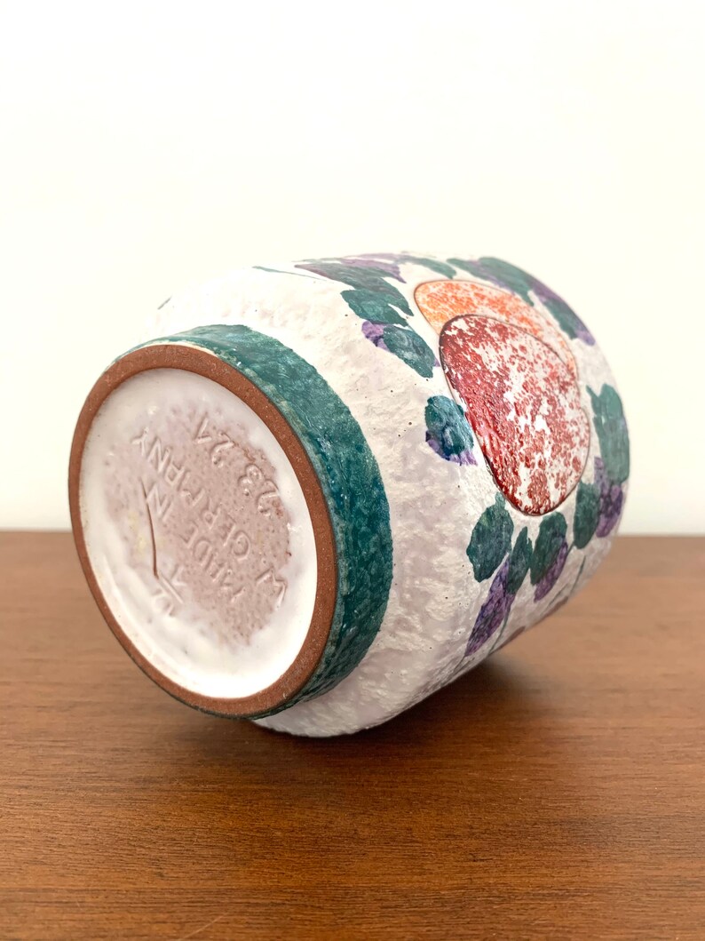 West German Pottery Vintage Marei Keramik Planter Fruit Ensemble Hand-Painted Mid-Century Decor