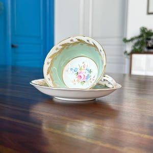 PARAGON Rare Sage Green & Flowers Teacup and Saucer, Pattern No. A4795