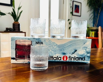 IITTALA 8 oz “Niva” Old Fashioned Cocktail Glasses Designed by Tapio Wirkkala