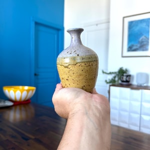 Steve IRVINE Lilac & Ochre Stoneware Bud Vase