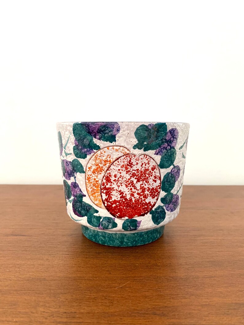 West German Pottery Vintage Marei Keramik Planter Fruit Ensemble Hand-Painted Mid-Century Decor