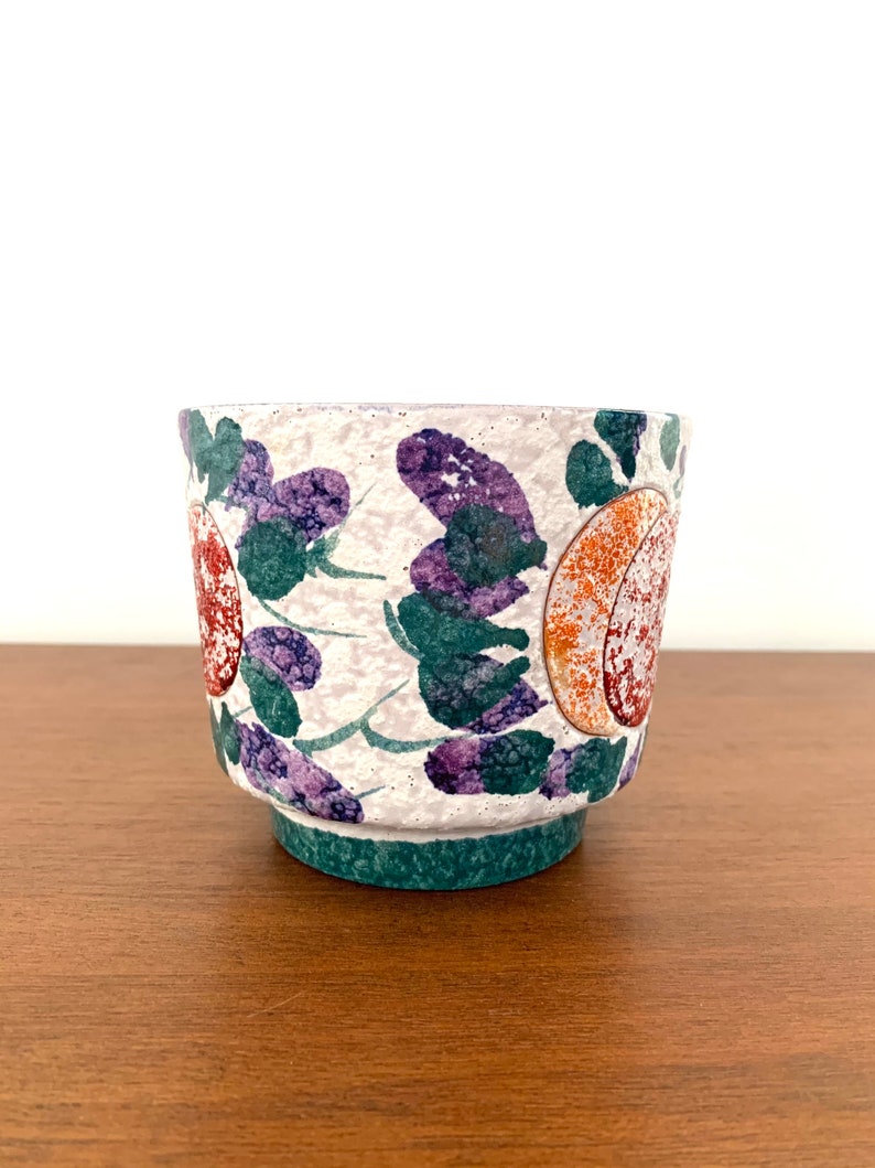 West German Pottery Vintage Marei Keramik Planter Fruit Ensemble Hand-Painted Mid-Century Decor