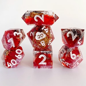 Flame treasure | Dice | 7 piece set | DnD | TTRPG | Pathfinder | Polyhedral