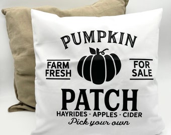 Kissenbezug/Kissenhülle/Herbstkissen/Herbstdeko/Kürbisse/Pumpkin Patch/Farmhouse/Bügelbild Textilien/Bügelmotiv/Landhausstil/Bügelbild DIY